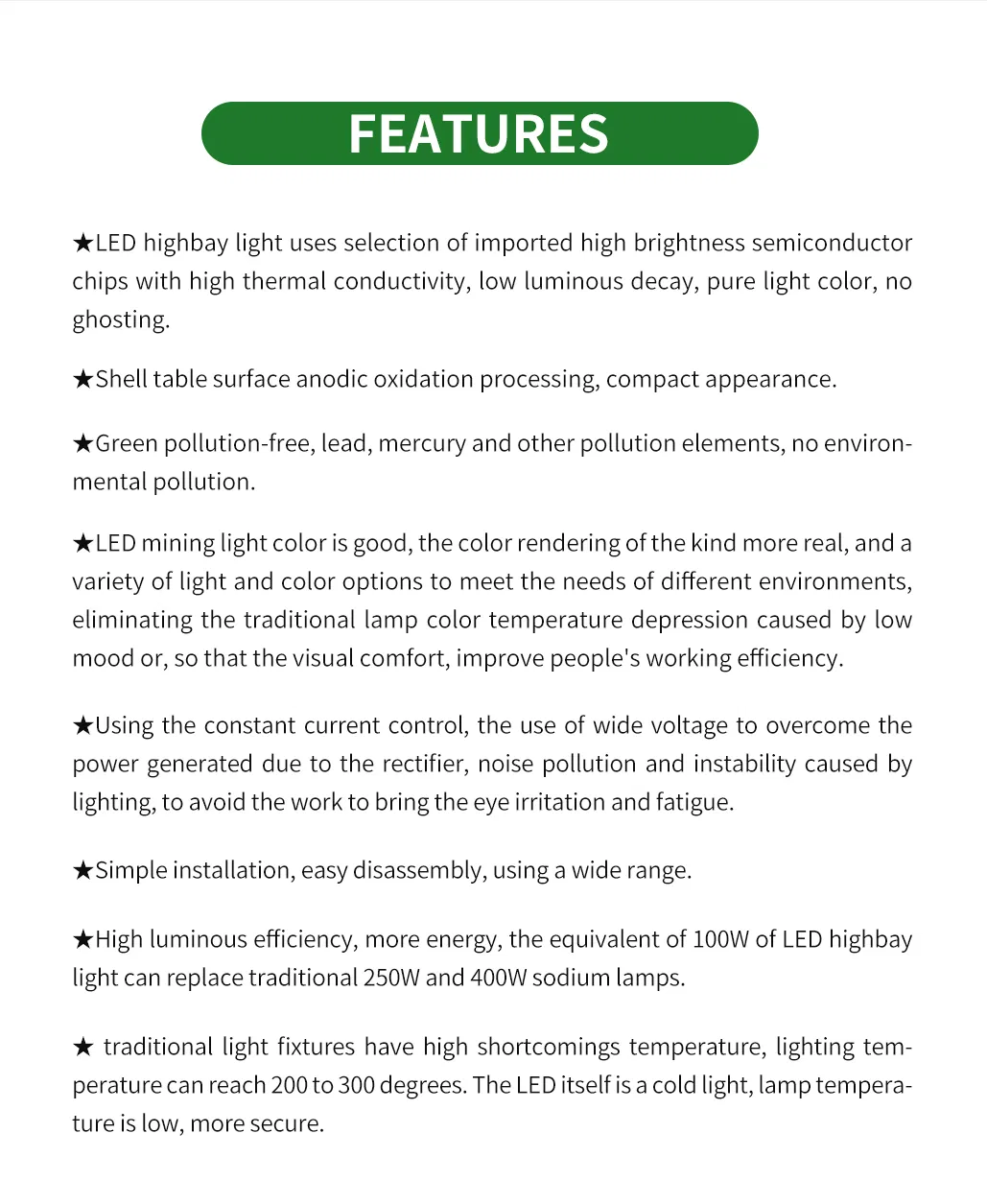 High Lumen Efficiency Light