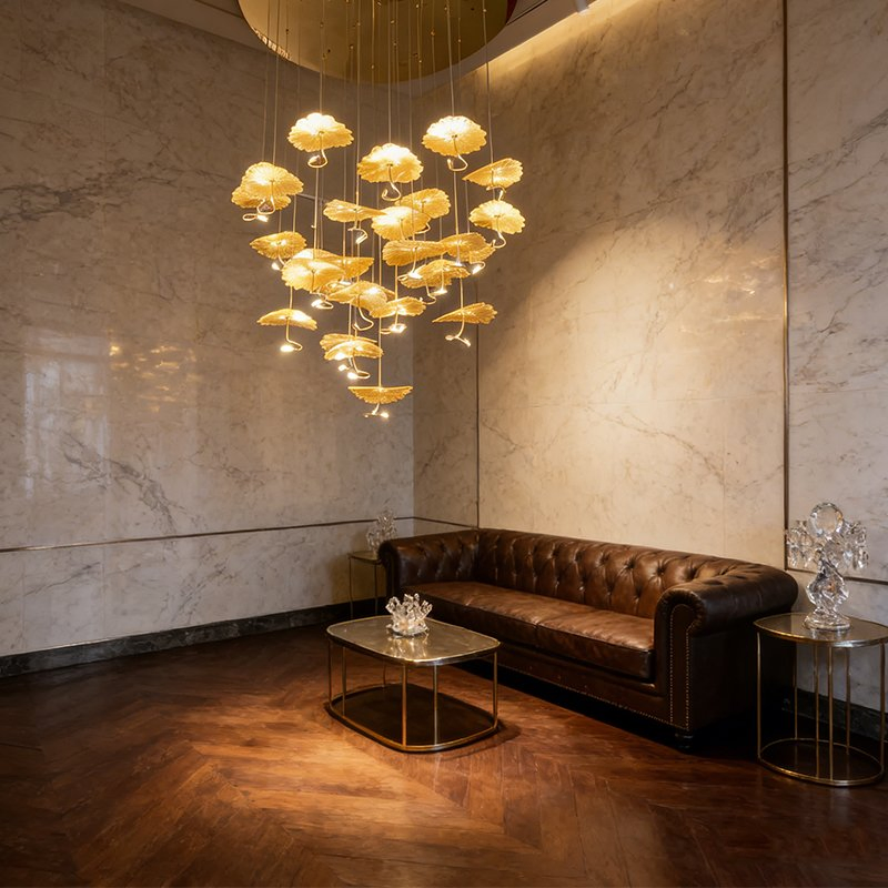 Modern Big LED Lighting Flower Stainless Steel Living Room Ceiling Decoration Chandelier