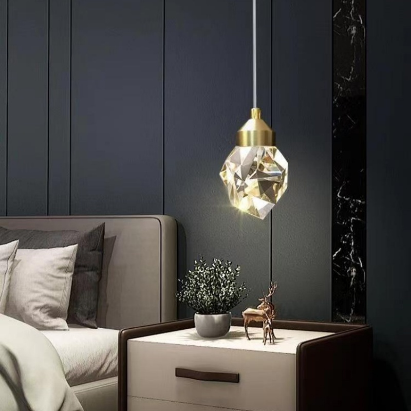 Modern Round Small LED Hanging Light Dining Room Bedside Decorative Chandelier Crystal LED Pendant Light (D8010)