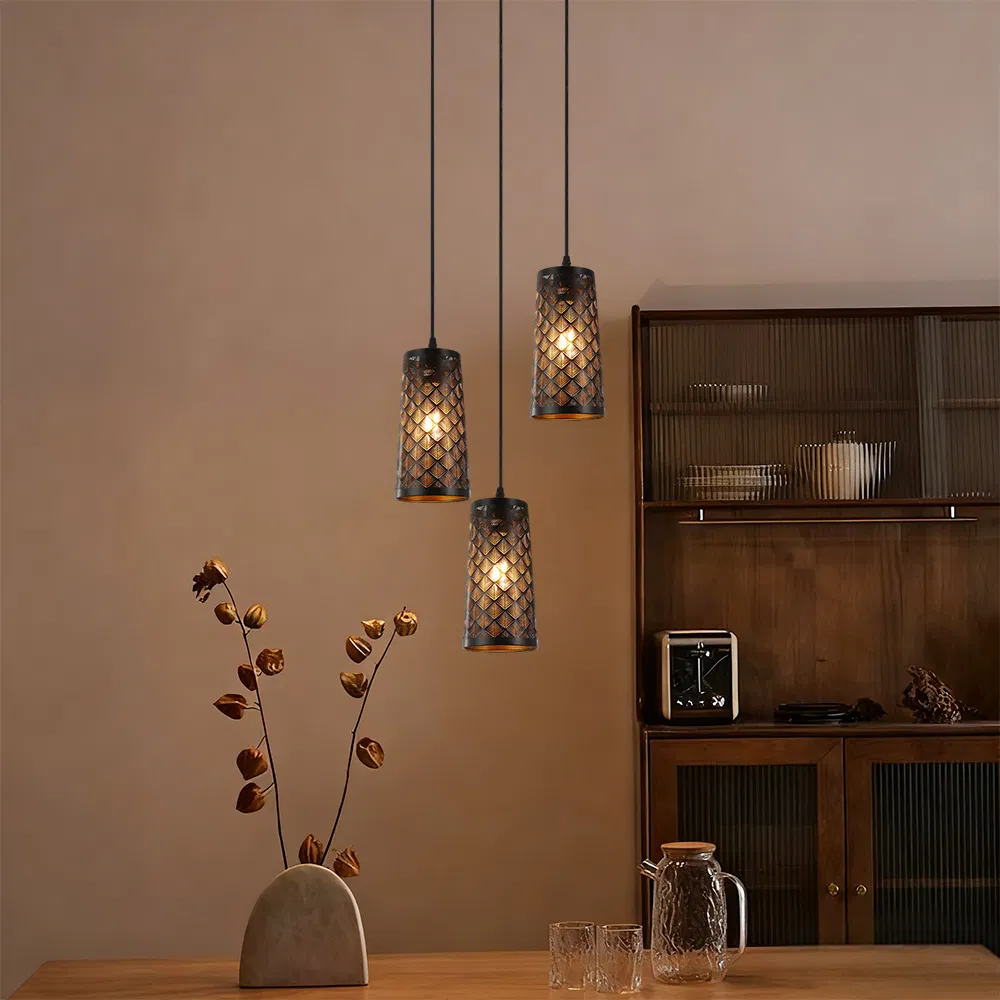 Ceiling Hanging Pendant Light Charming Dining Room Chandelier with Three Stylish Shades