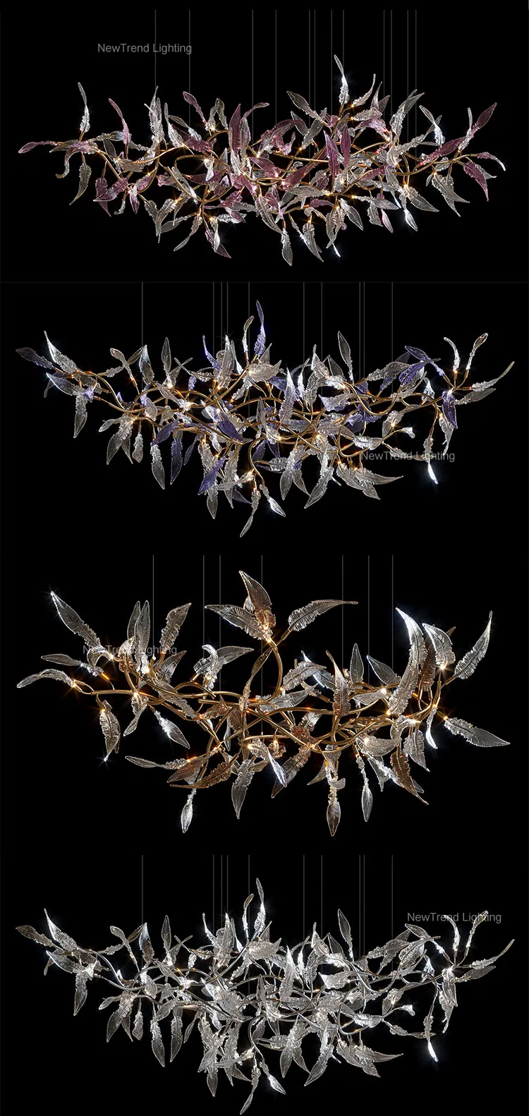 Glass Leaf Brach LED Chandelier 3
