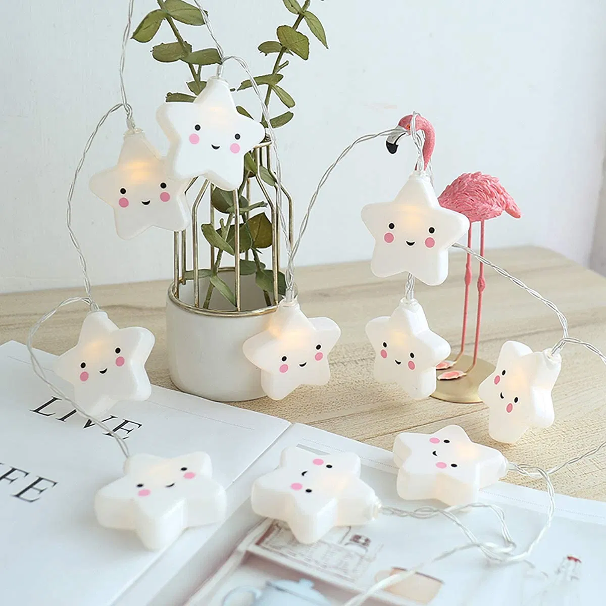 Cute Star Shape Baby Kids Room Decoration Plastic Battery LED String Garland Night Light