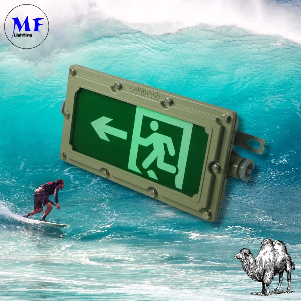 5years Warranty IP65 Waterproof Fireproof Ex ATEX Iecex 4W 3hours Green Explosion Proof LED Emergency Exit Light for Chemical Plant Processing Industrial Park