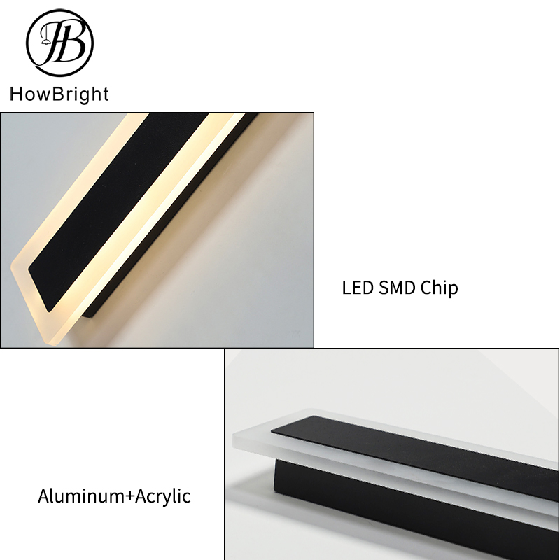 Spliceable Outdoor Wall Sconce Lamp Indoor Bedroom Garden Lights Wall Aluminum Acrylic Waterproof IP65 Black Garden Sconce Long LED Outdoor Wall Lights