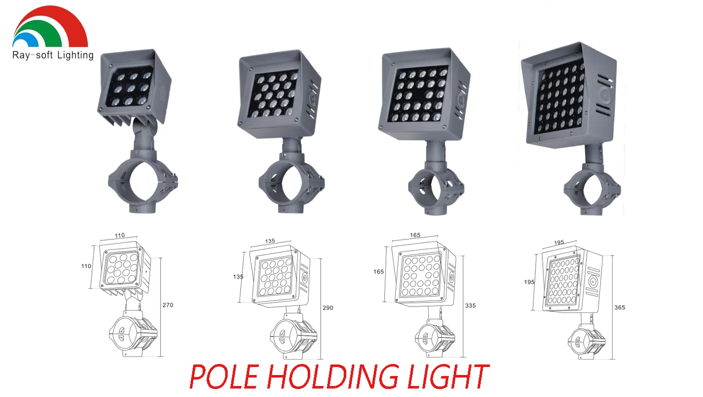 24W/36W/48W LED Anti-Glare IP65 Waterproof Square Outdoor Spike Mounted Projector Spotlight Flood Uplight