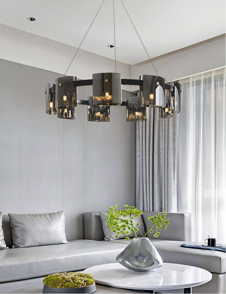 Konig Lighting China Round Circle Black Chandelier Manufacturing Living Bedroom Dining Room Kitchen Glass Chandelier Nordic Style Modern Hanging Pendant Lights