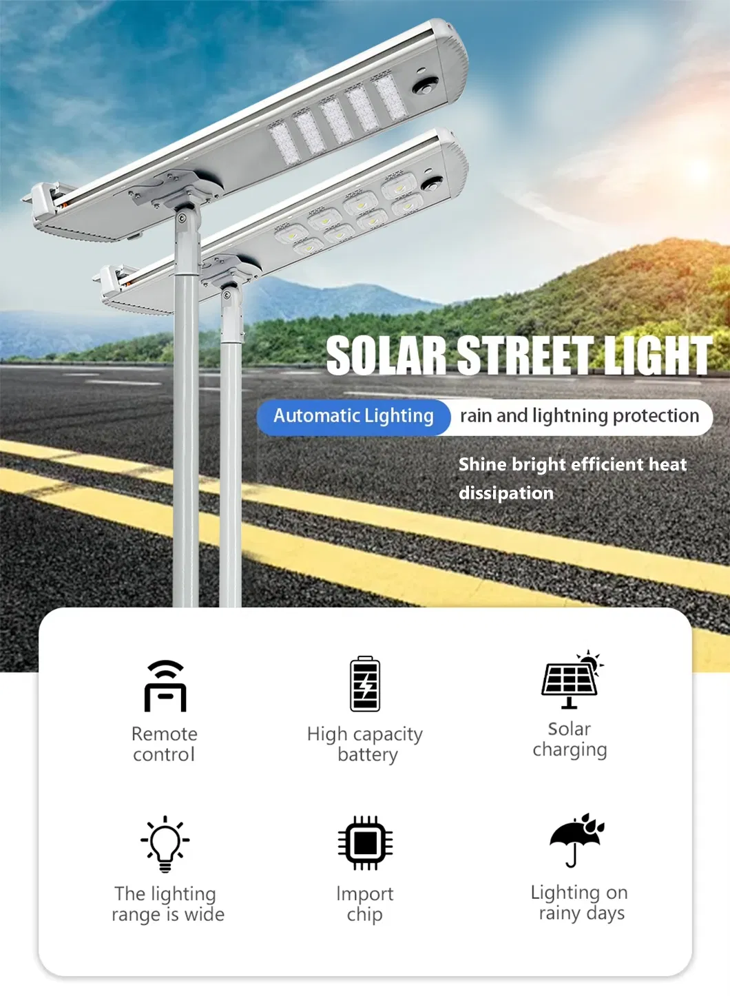 Integrated All-in-One LED Street Lights