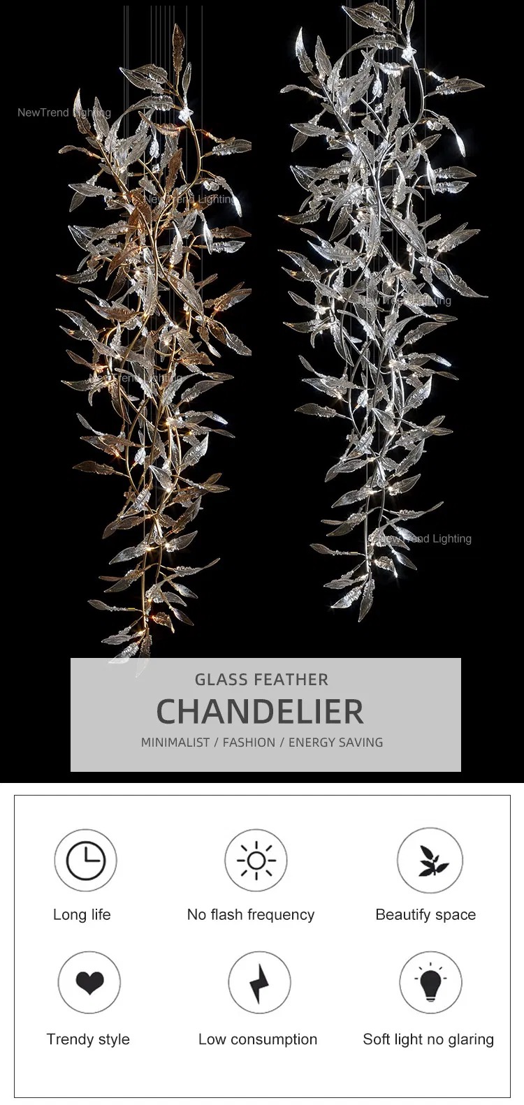 Glass Leaf Brach LED Chandelier 1