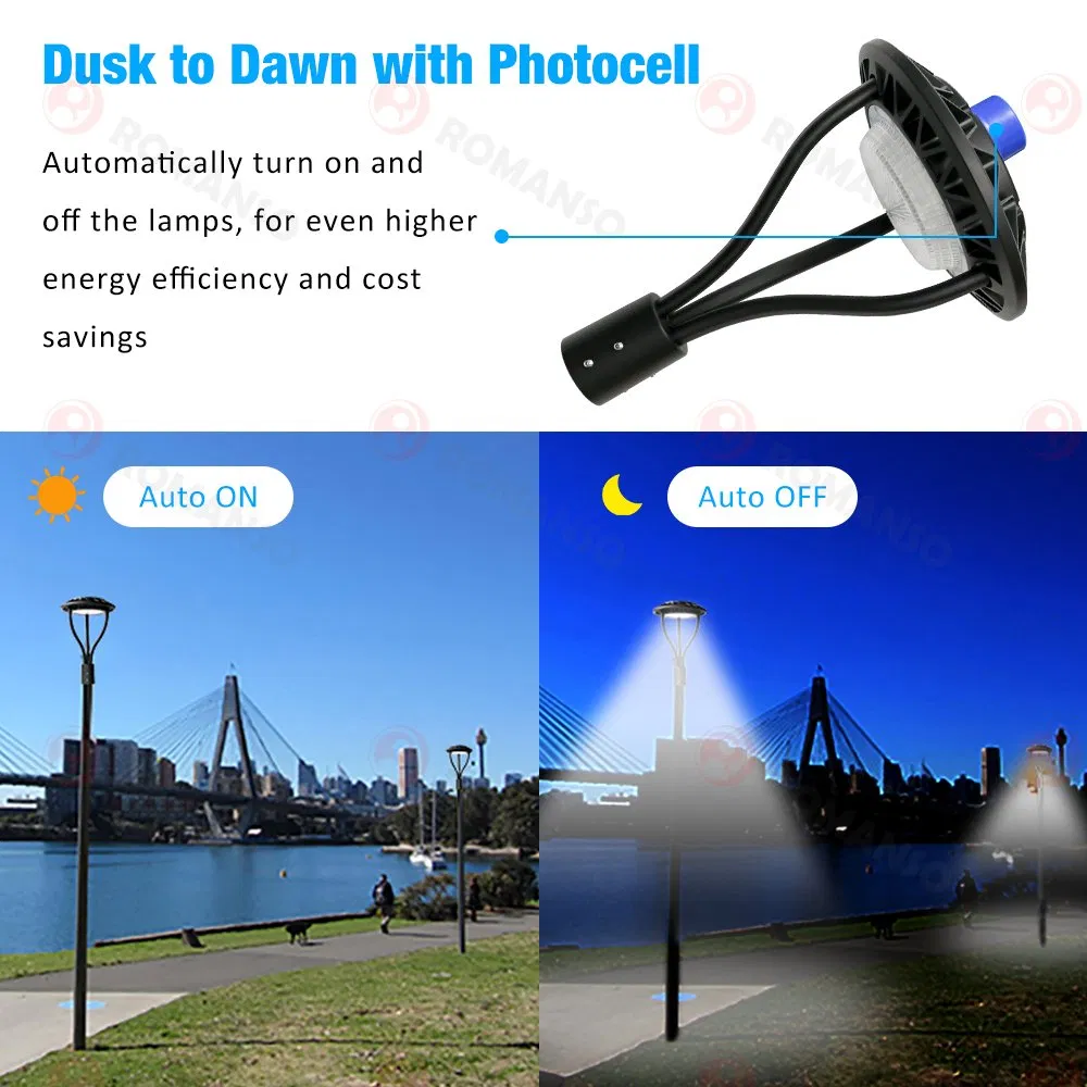 Listed 100-277VAC 60W Top Post LED Garden Light IP65 Waterproof Outdoor Garden Lighting