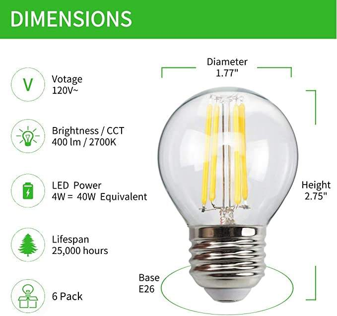3000K 4500K G Series Good Price Small Bulb G80 G95 G125 4W 6W 8W 10W 12W 15W Glass Clear E26 E27 B22D Dimmable LED Filament Bulb