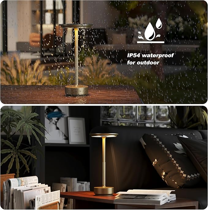 Luxury Small Portable Table LED Light Rechargeable Cordless Desk Lamp for Hotel Restaurant Bedroom