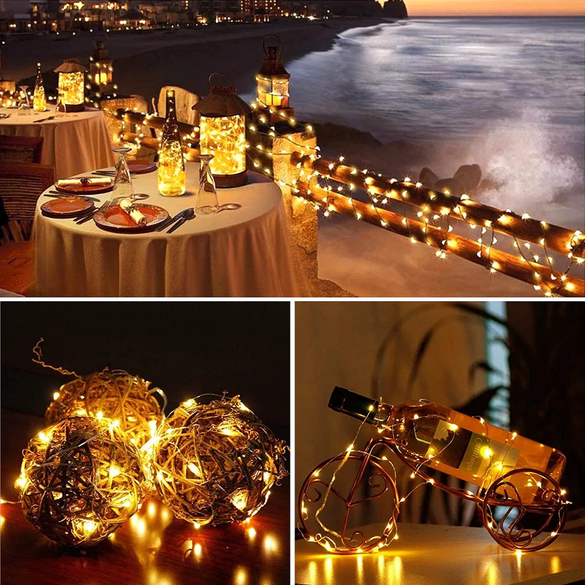 Multicolor RGB Copper Lights Smart APP Control Christmas LED String Light for Tree Outdoor Decoration