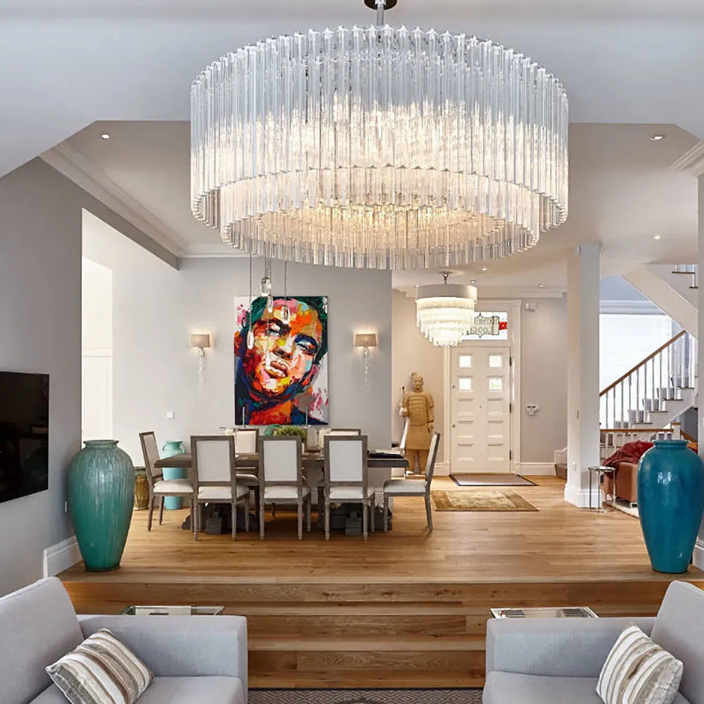 Classic Modern Glass Customized Chandeliers Pendant Lights LED Ceiling Round for Living Room