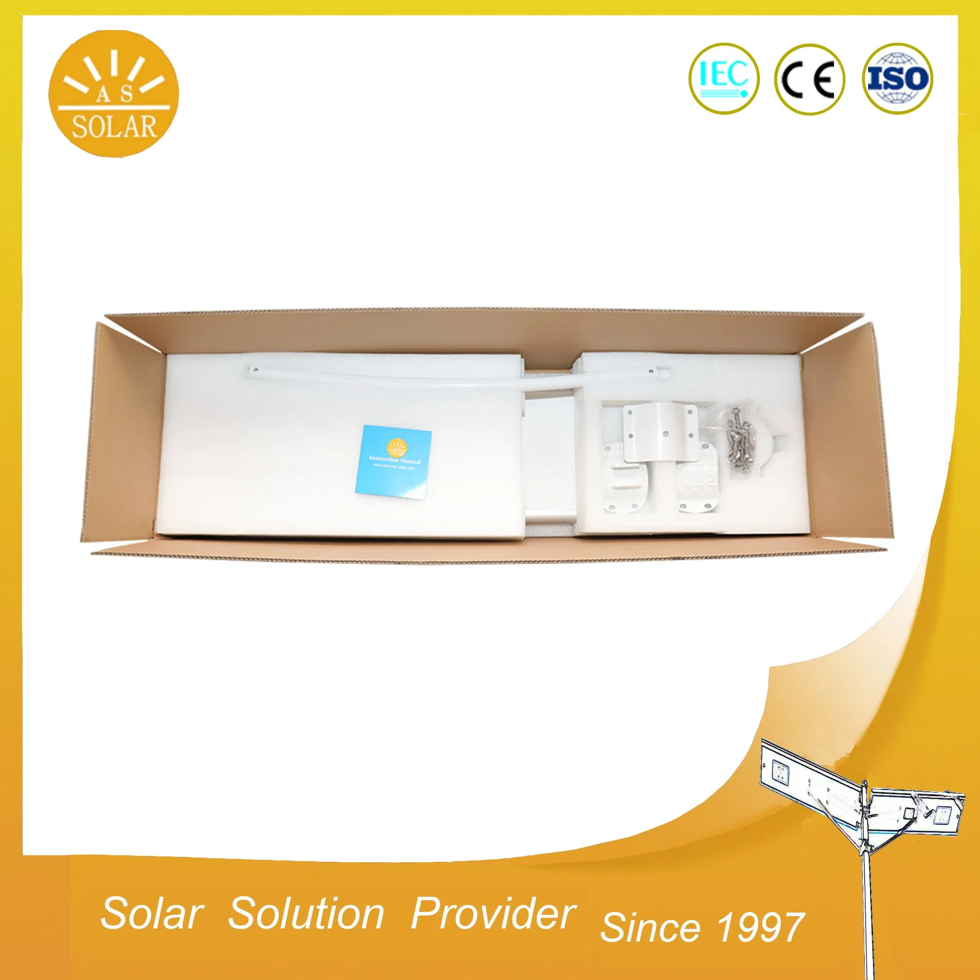 Outdoor 60 Watt Integrated Intelligent IP67 Streetlight Lamp 60W Smart Motion Sensor All in One Solar LED Street Light