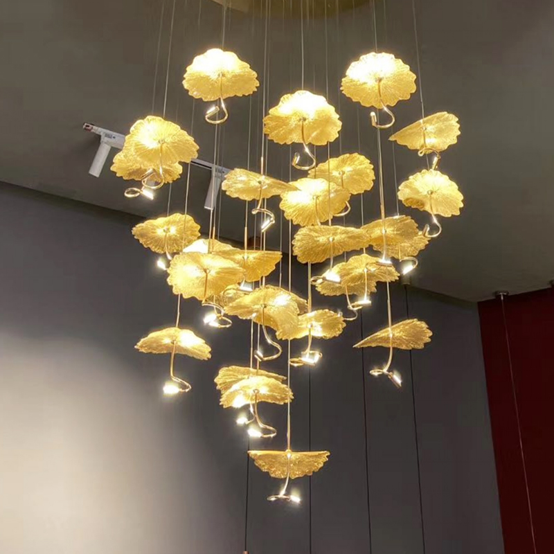 Dlss Modern Big LED Lighting Flower Stainless Steel Living Room Home Decoration Chandelier