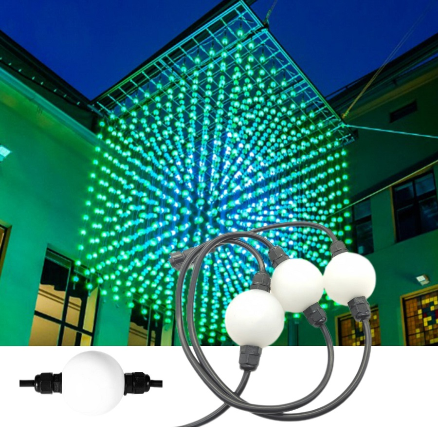 Matrix RGB 360 Degree 50mm Outdoor Dimmable Hanging Ball String Stage Garden Light LED Bulb Sphere Moving Light