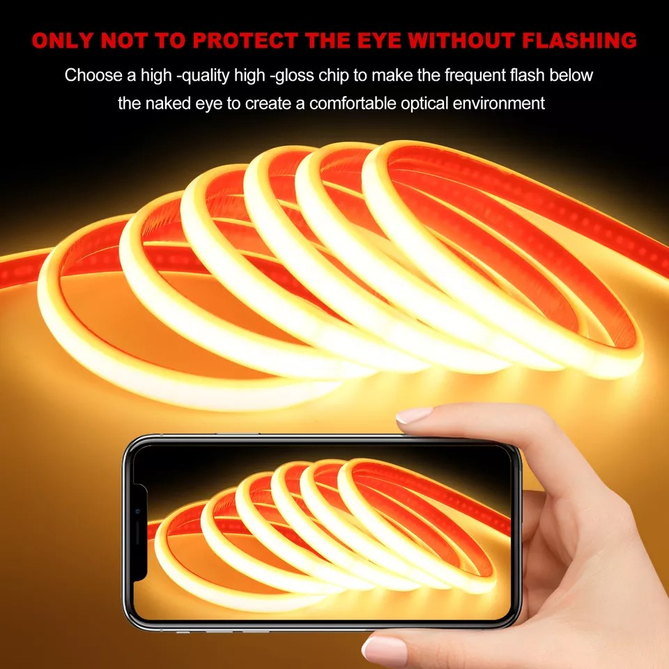 Flexible Neon COB LED Strip Lights 220V 288LEDs/M Self Adhesive Design Cabinet Lighting