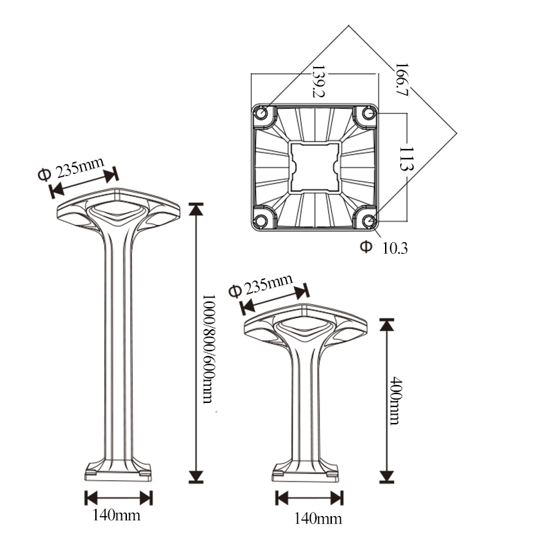 Outdoor Garden Solar Powered Bollard Lamp Decoration Landscape IP65 Waterproof Solar Spot Lights LED Solar Pathway Lawn Lights