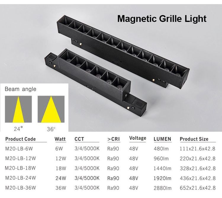 LED Spot Light COB Grill Track 48V Low Voltage Rail Magnetic Light