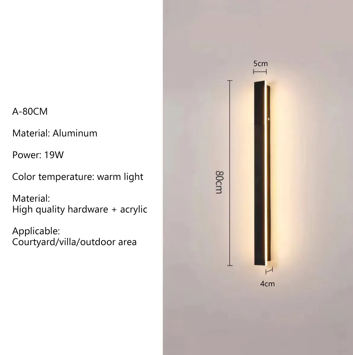 Long Strip Recessed Wall Lamp IP65 Modern Interior Outside Wall Mounted Exterior Fancy Outdoor Waterproof Wall Light