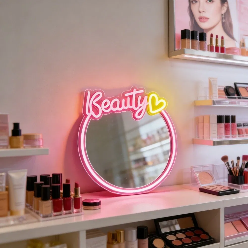 LED Vanity Mirror Neon Light, USB Powered, Dimmable, Makeup Mirror Lamp for Bedroom, Vanity Desk, Beauty Salon, Live Stream Background, Creative Gift for Girls
