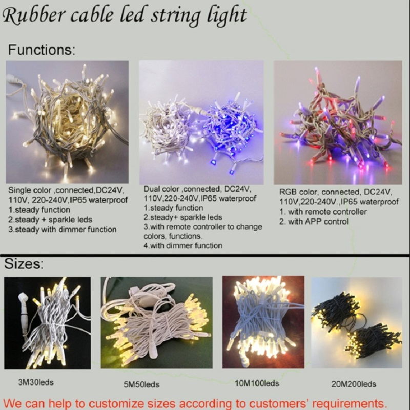 High Quality CE RoHS Christmas IP65 Rubber Outdoor LED String Christmas Light