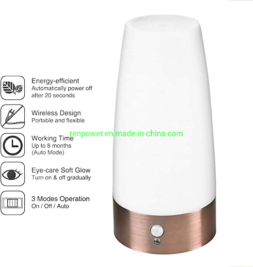 Portable LED Night Light, Wireless Motion Senor Warm Light Solar Table Lamp for Kids Room, Nursery, Bedroom, Garden