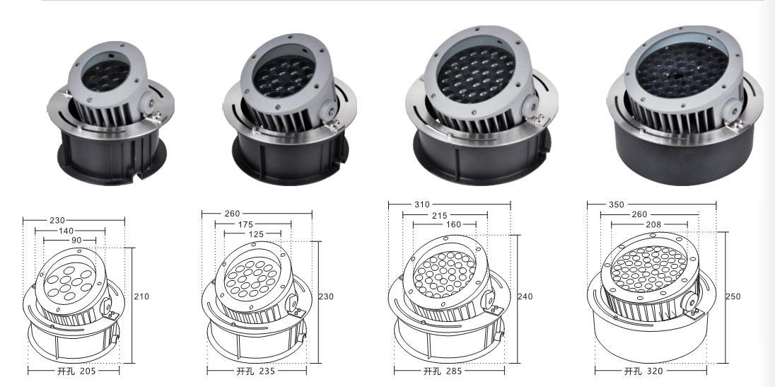 9W/12W LED Adjustable Angle Waterproof IP67 Half Underground Buried Inground Garden Floor Uplight