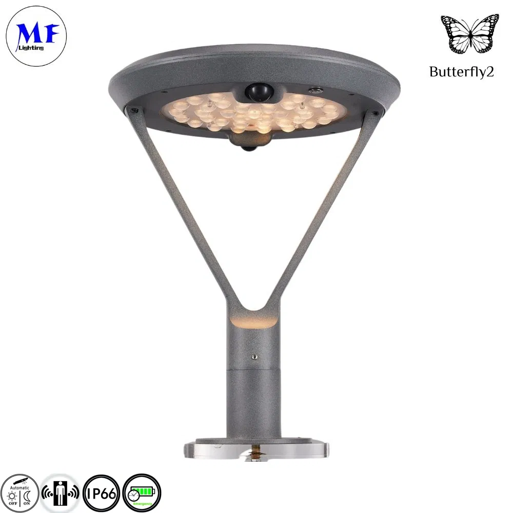 IP66 Outdoor LED Lighting Solar Panel PIR Sensor Solar Wall LED Post Top Light Street Garden Lighting Solar Street Lamp Garden Light for Yard Villa Hotel