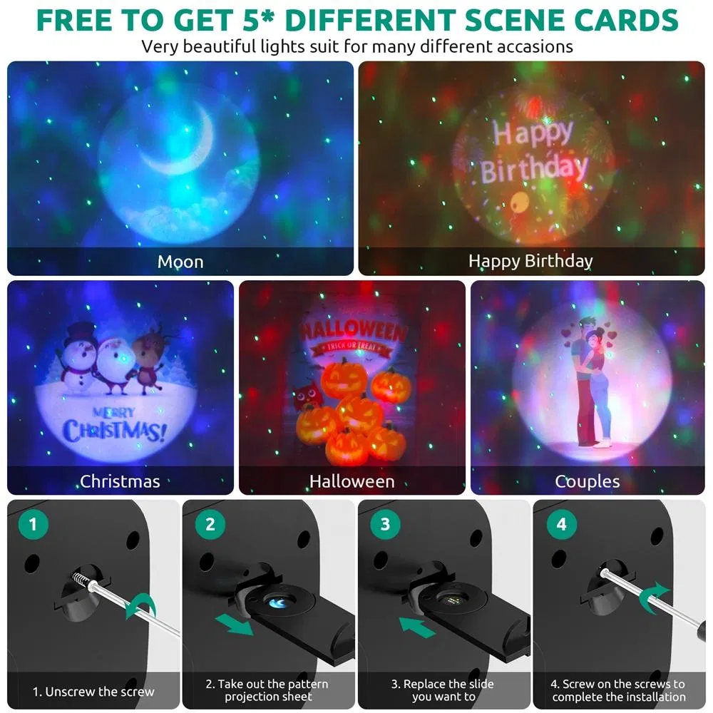 LED Aurora Ocean Ceiling Room Light Lamp Night Light Laser Star Moon Planetarium Galaxy Projector for Christmas Baby Kids Room