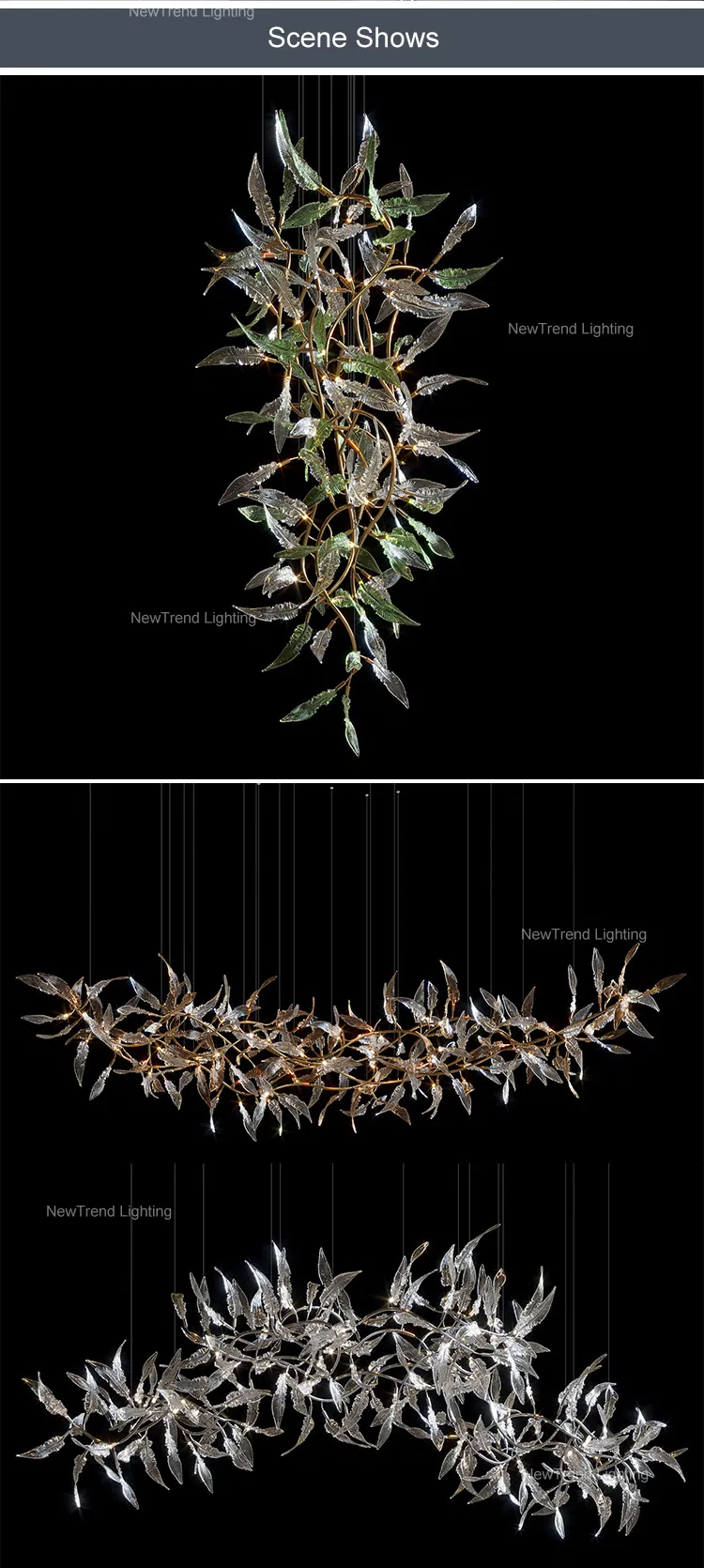 Glass Leaf Brach LED Chandelier 5