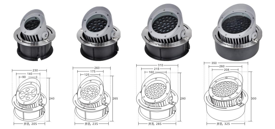 9W/12W LED Adjustable Angle Waterproof IP67 Half Underground Buried Inground Garden Floor Uplight