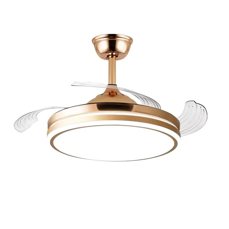 36" Retractable Simple Modern PC LED 30W Invisible DC Fan Ceiling Light