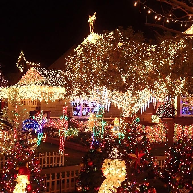 Warm White &amp; Multi Color Waterproof LED String Lights with 11 Functions, Remote Christmas Decorations for Indoor Outdoor Party Wedding Garden Decor Ornament