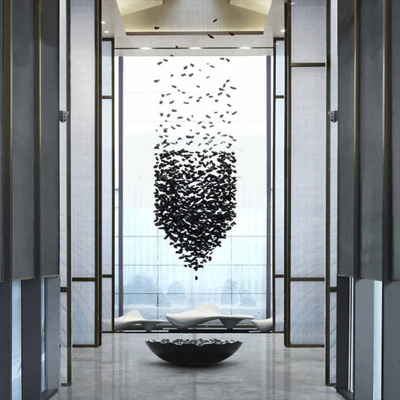 Custom Modern Hotel Lobby Villa Decoration LED Pendant Light Islamic Large Project LED Glass Chandelier Lighting (6134)