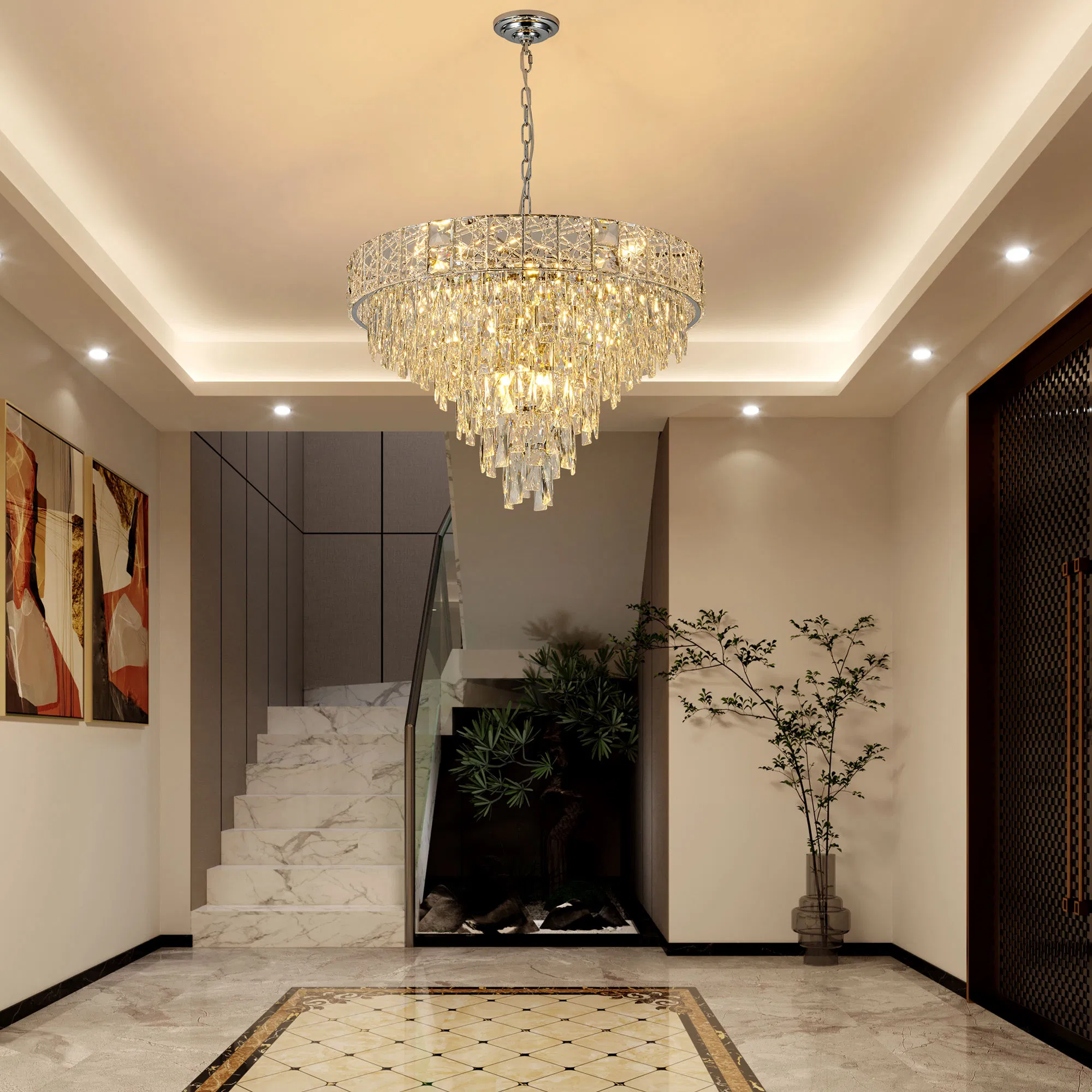 Elegant Crystal Candle Pendant Ceiling Light for Modern Dining Room