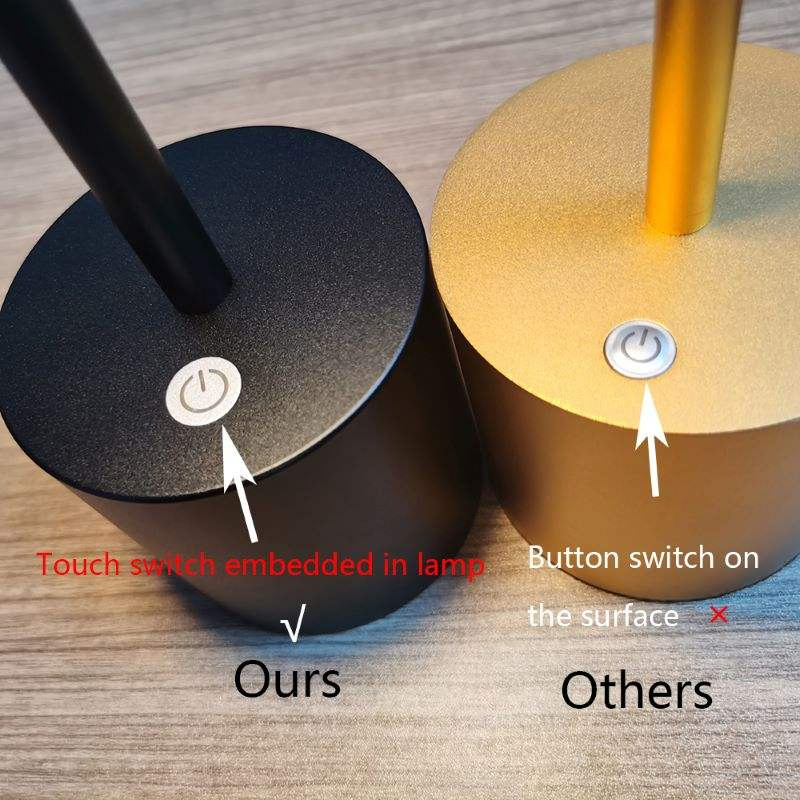 Touch Sensor Control Dimmable LED Cordless Table Lamp with Battery for Restaurant Bar Dinner Dining Support Qi Wireless Charging KTV Hotel Desk Lighting Light