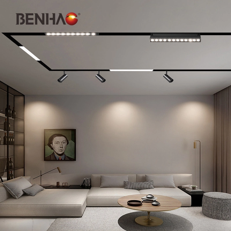 V8 Series AC48V Smart Home Dimmable Magnetic LED Light Interior Ceiling Flood/Linear Lighting Ultra Slim Rail Zigbee Dali DMX Tuya Tracklight with Osram Chips