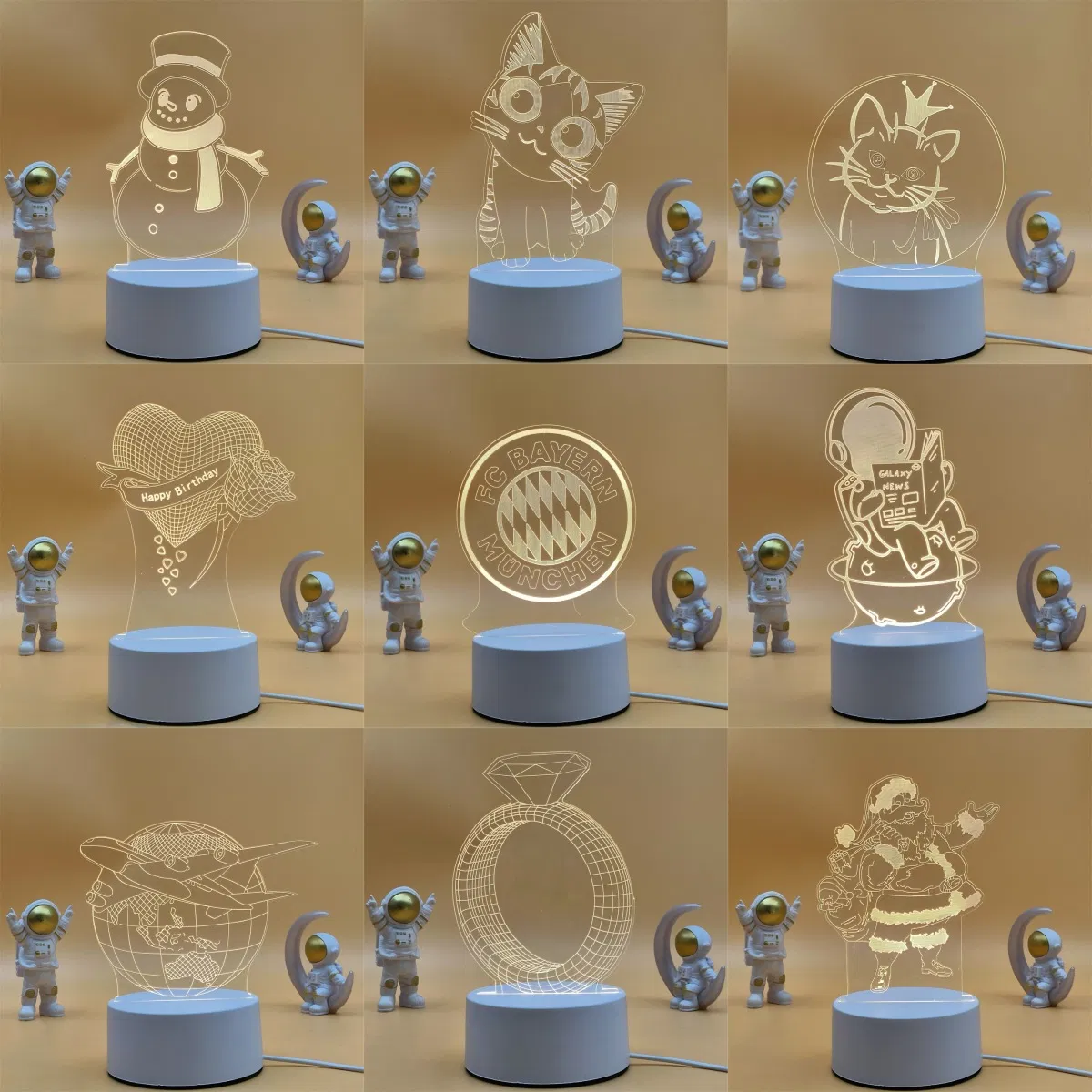 Custom Pattern Acrylic Lamp 3D Decoration LED Illusion Lamp for Kids Room 3D Night Light