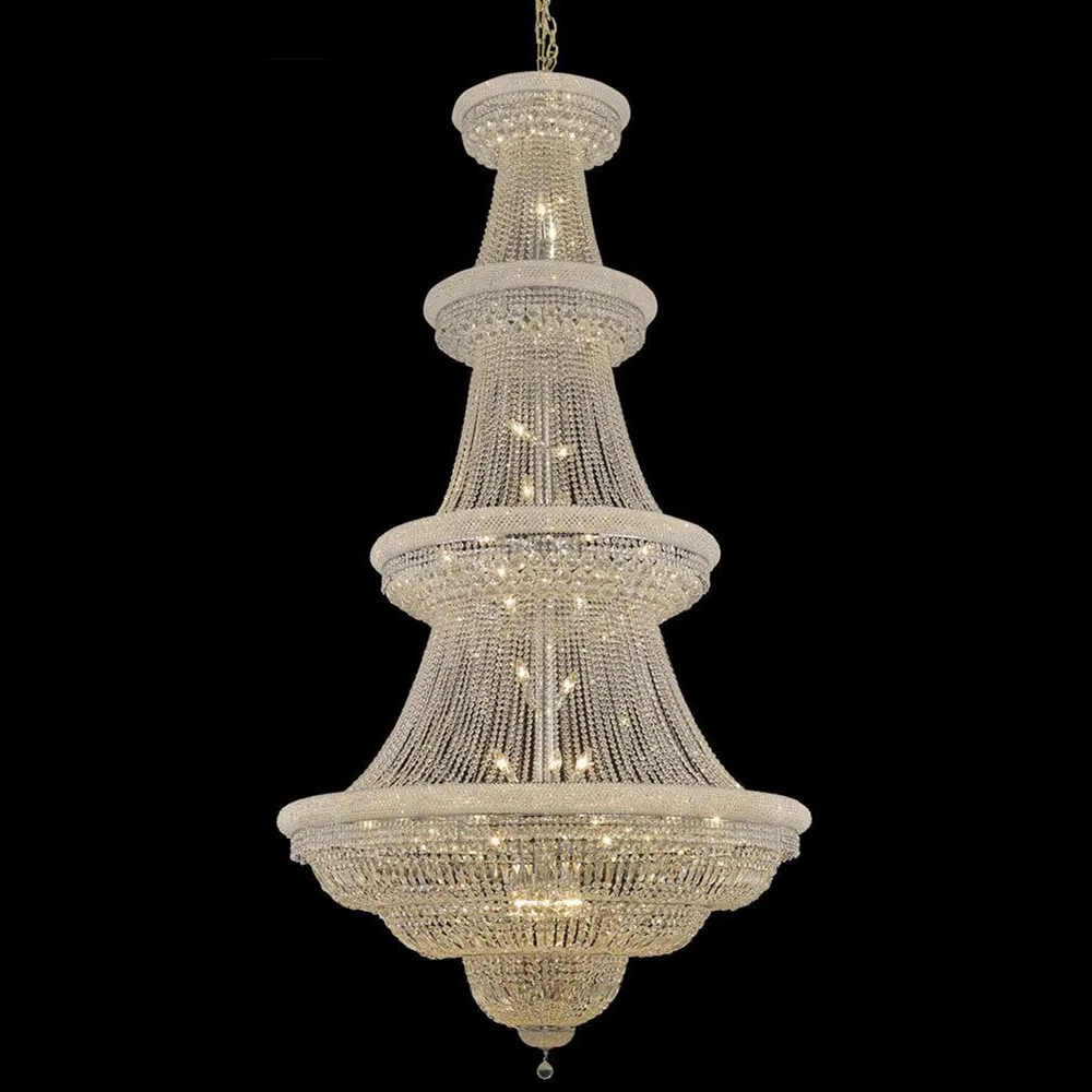 European Round Indoor Lighting Decoration LED pendant Light Golden Raindrop Crystal LED 3 Layers Chandelier