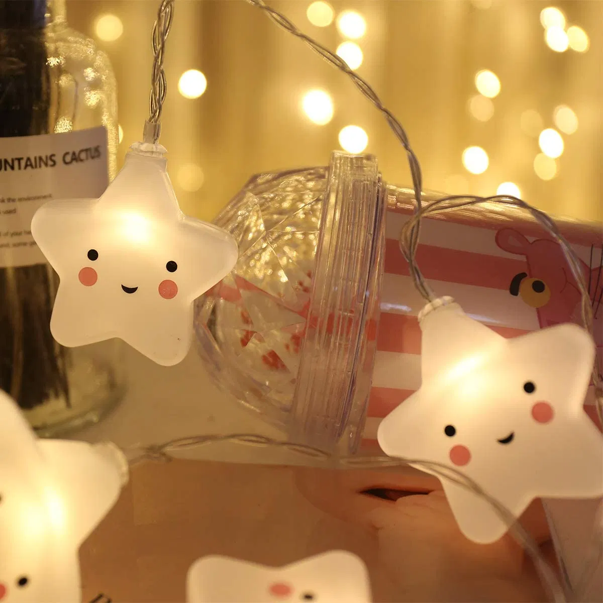 Cute Star Shape Baby Kids Room Decoration Plastic Battery LED String Garland Night Light