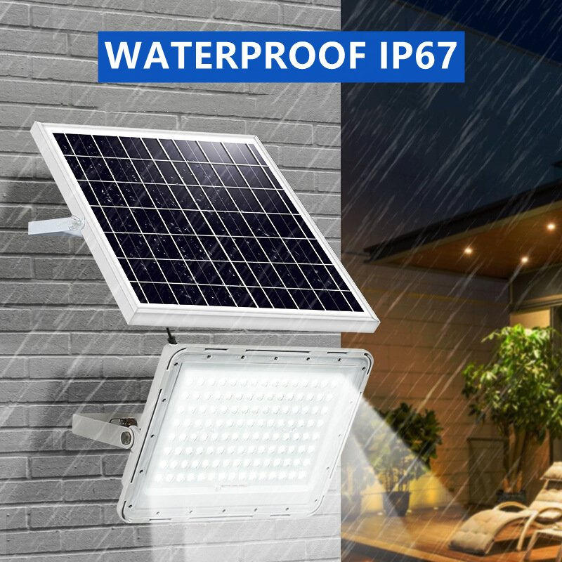 LED Flood Lamp with Separate Panel IP67 Waterproof Outdoor Solar Floodlight