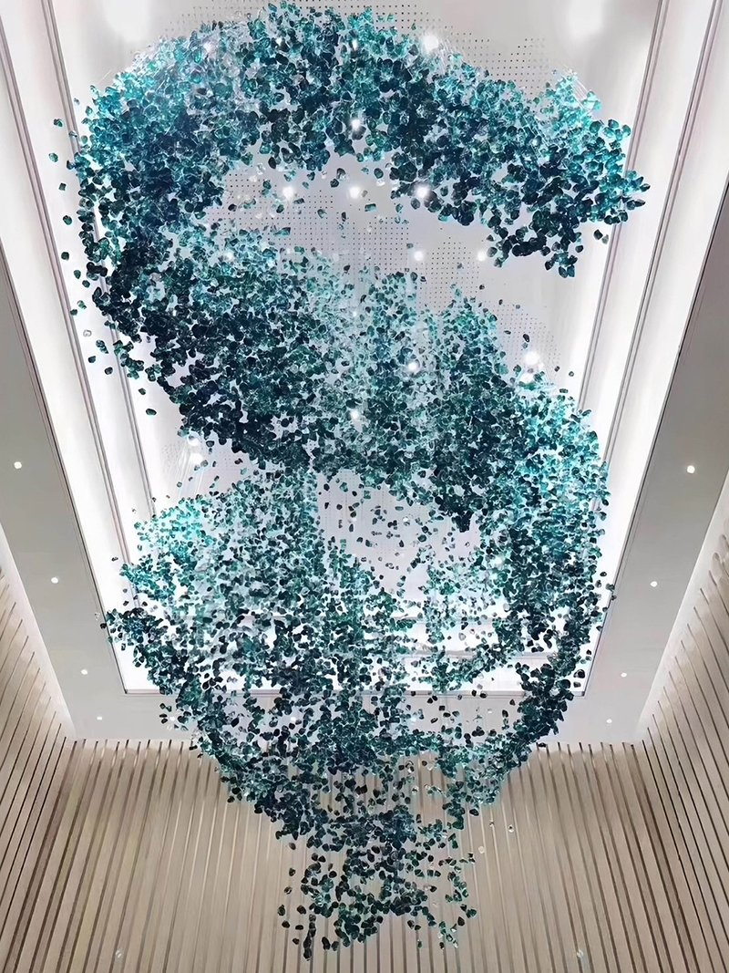 Custom Modern Hotel Lobby Villa Decoration LED Pendant Light Islamic Large Project LED Glass Chandelier Lighting (6134)