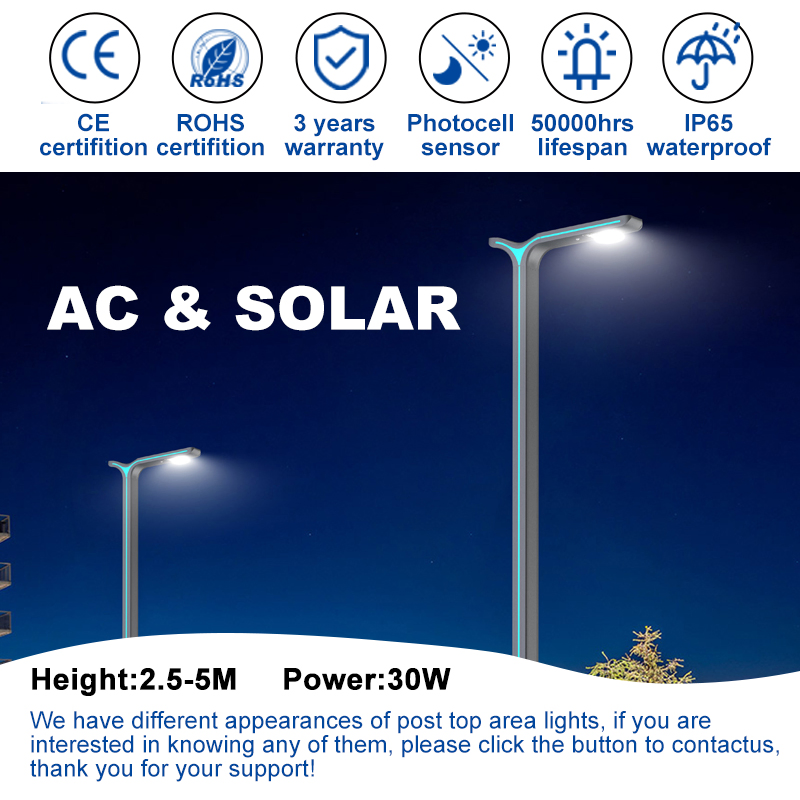 Die-Casting Aluminum LED Pole Top Lights Outdoor 100W Street Garden Post Light for Yards