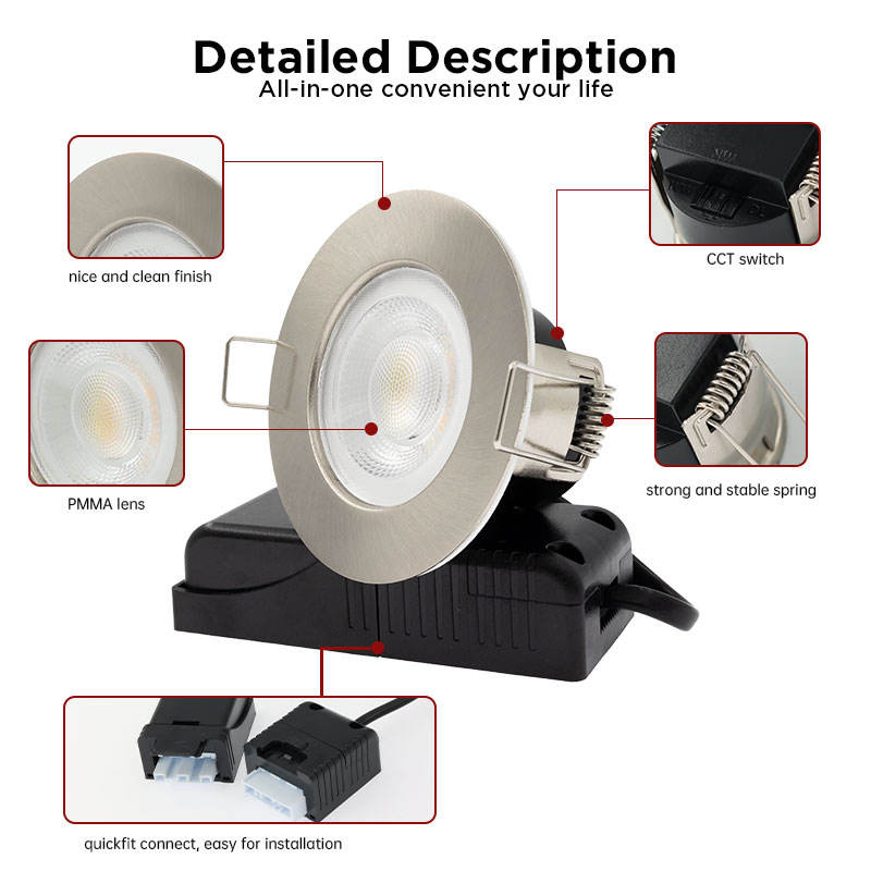 60 Degree Beam Angle SMD Spot Light IP65 Waterproof Dimmable Bathroom Kitchen Recessed Light 55-65mm Cutout Home LED Downlight