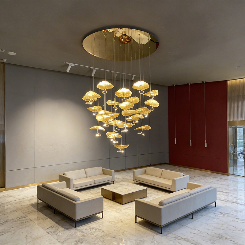 Modern Big LED Lighting Flower Stainless Steel Living Room Ceiling Decoration Chandelier