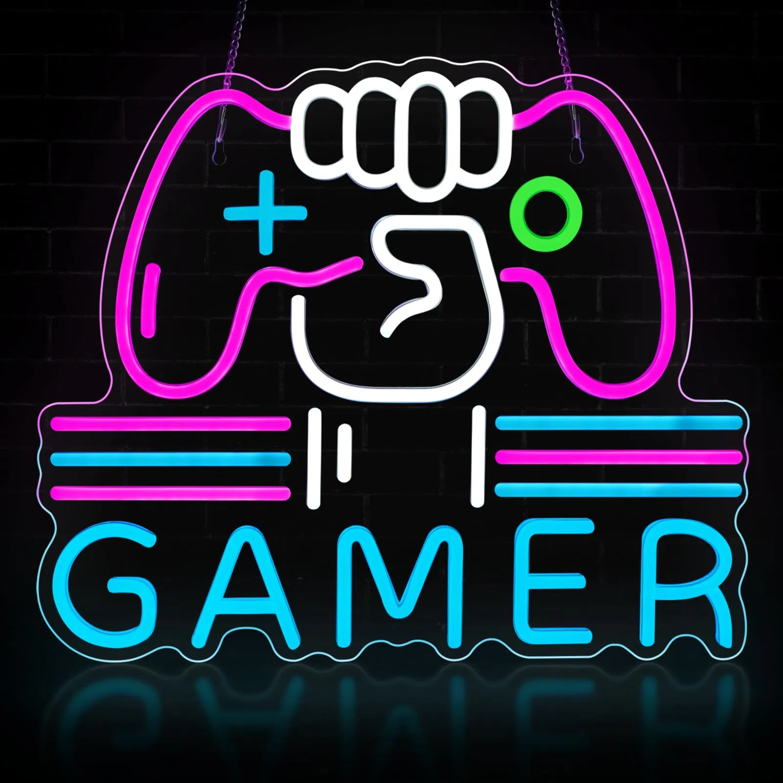 Dimmable Gamer Neon Sign - Large Colorful Bright USB LED Light, Perfect for Bedroom &amp; Gaming Video Room, Ideal Night Light Gift for Boys/Teen/Kids/Gamers