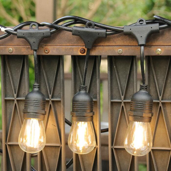 Luces De Navidad Wedding Clear Wire 15m E27 S14 LED Bulb Waterproof Bar Patio Garden Outdoor Cafe LED Festoon String Light