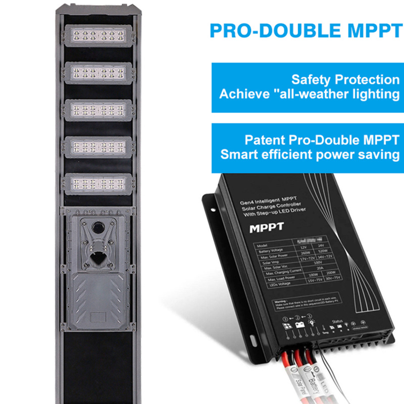 Outdoor Lighting IP65 Outdoor Waterproof Aluminum SMD 400W 500W 600W 700W All in One Integrated Project LED Solar Street Light