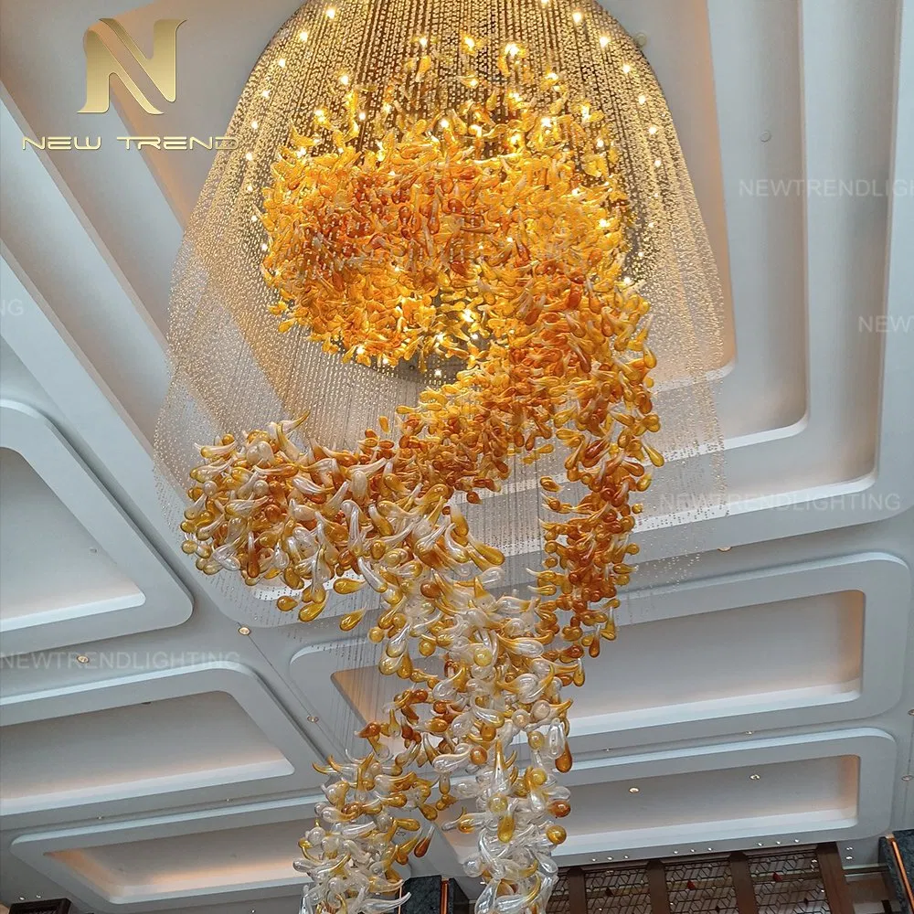 Luxury Bespoke Large Lighting Villa Hall Hotel Lobby Staircase Glass LED Chandelier